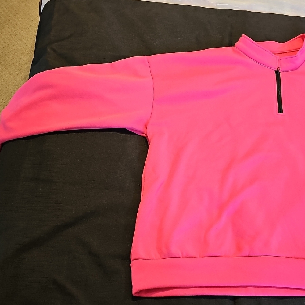 Bright Pink Half-Zip Sweatshirt - Picture 3 of 7